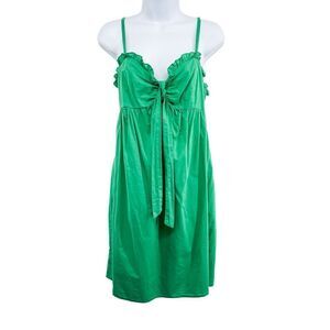 Vintage 1980s 80's Bond-Eye Australia Cotton Tank Green Tie Retro Dress